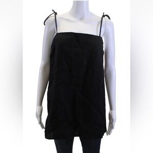 Reformation Women Camisole Black 100% Linen Square Neck Sleeveless Size M